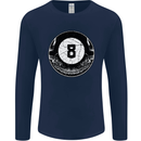 8-Ball Skull Pool Player 9-Ball Mens Long Sleeve T-Shirt Navy Blue