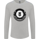 8-Ball Skull Pool Player 9-Ball Mens Long Sleeve T-Shirt Sports Grey