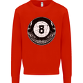 8-Ball Skull Pool Player 9-Ball Mens Sweatshirt Jumper Bright Red