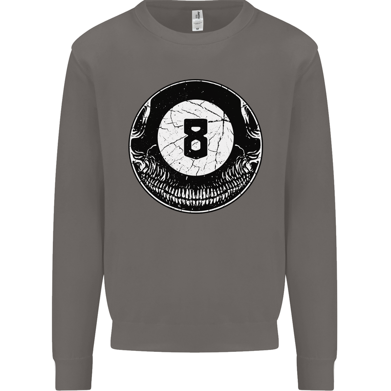 8-Ball Skull Pool Player 9-Ball Mens Sweatshirt Jumper Charcoal