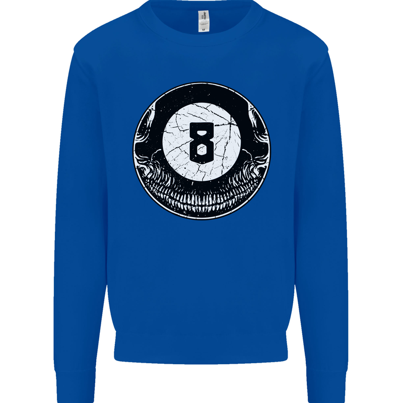 8-Ball Skull Pool Player 9-Ball Mens Sweatshirt Jumper Royal Blue