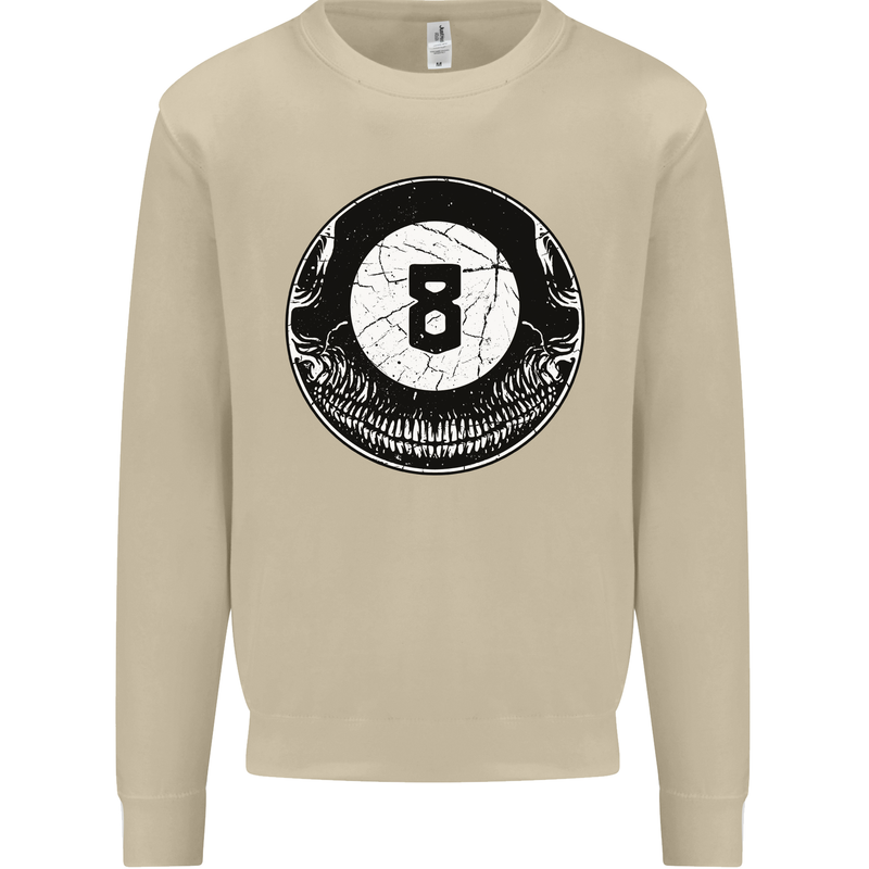 8-Ball Skull Pool Player 9-Ball Mens Sweatshirt Jumper Sand