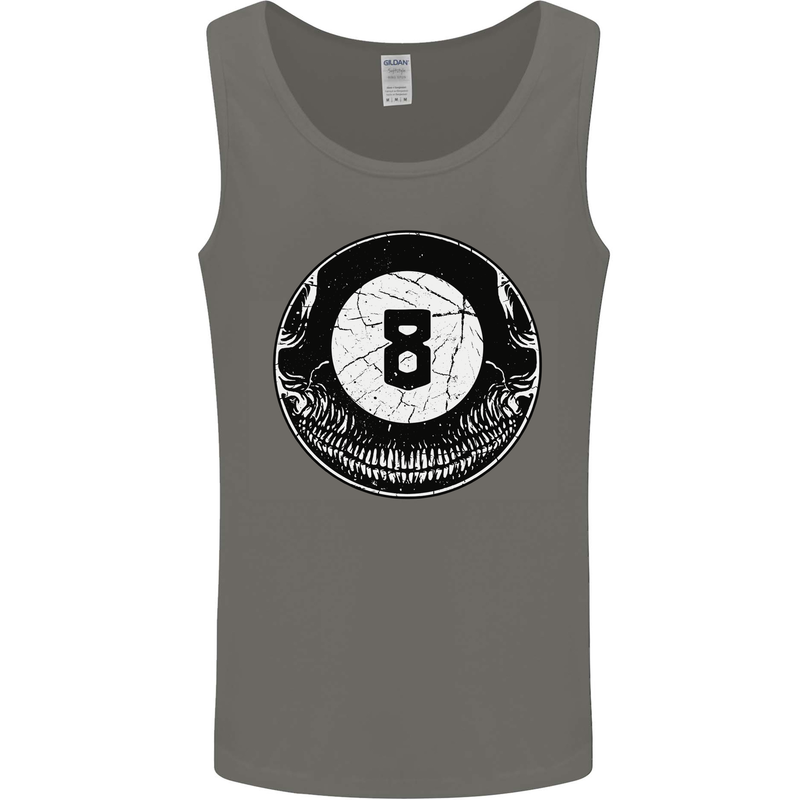 8-Ball Skull Pool Player 9-Ball Mens Vest Tank Top Charcoal