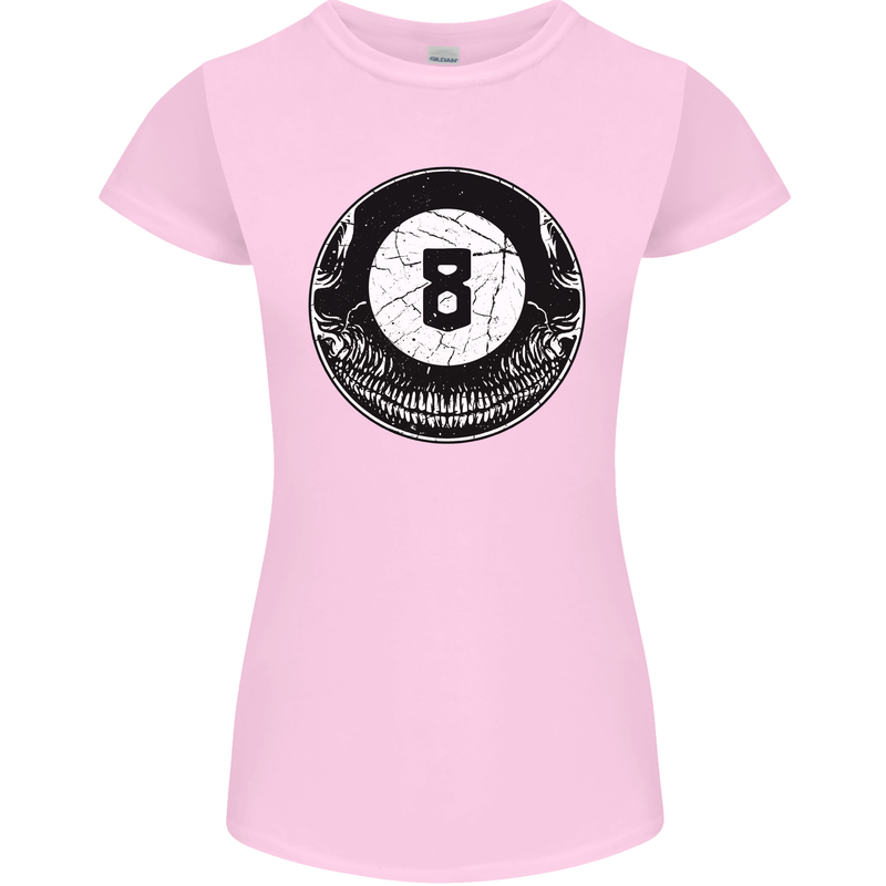 8-Ball Skull Pool Player 9-Ball Womens Petite Cut T-Shirt Light Pink