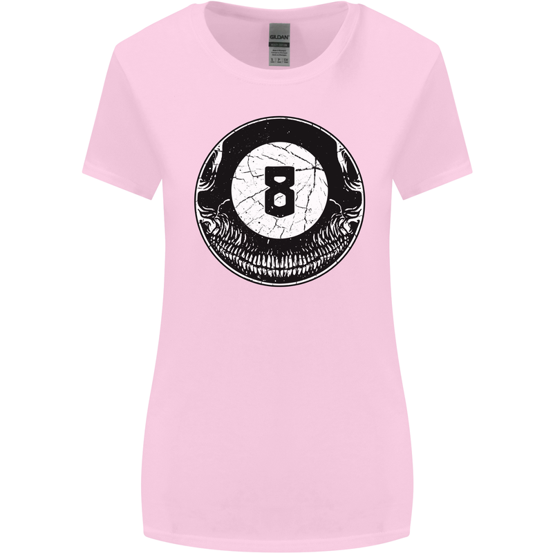 8-Ball Skull Pool Player 9-Ball Womens Wider Cut T-Shirt Light Pink
