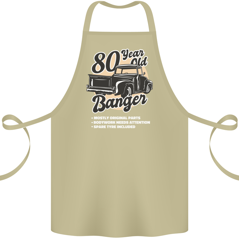 80 Year Old Banger Birthday 80th Year Old Cotton Apron 100% Organic Khaki
