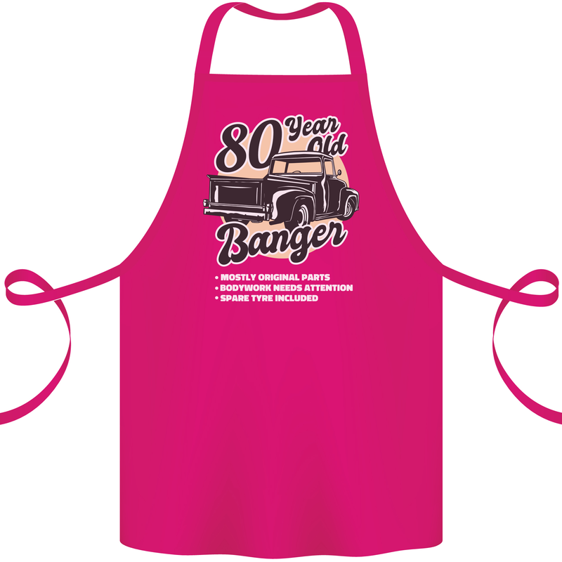 80 Year Old Banger Birthday 80th Year Old Cotton Apron 100% Organic Pink
