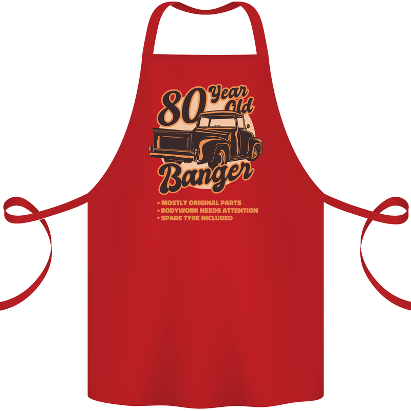 80 Year Old Banger Birthday 80th Year Old Cotton Apron 100% Organic Red