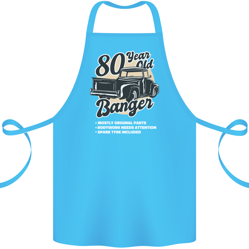 80 Year Old Banger Birthday 80th Year Old Cotton Apron 100% Organic Turquoise