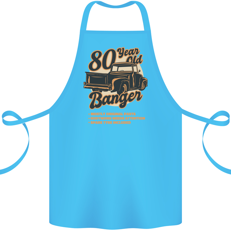 80 Year Old Banger Birthday 80th Year Old Cotton Apron 100% Organic Turquoise