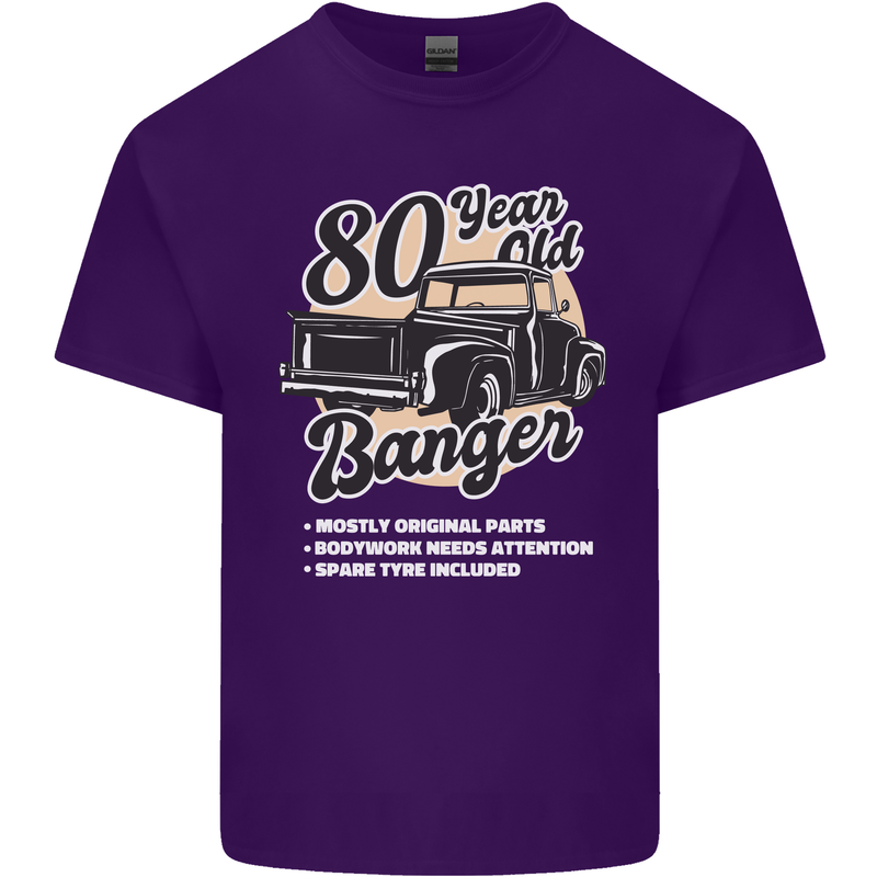 80 Year Old Banger Birthday 80th Year Old Mens Cotton T-Shirt Tee Top Purple