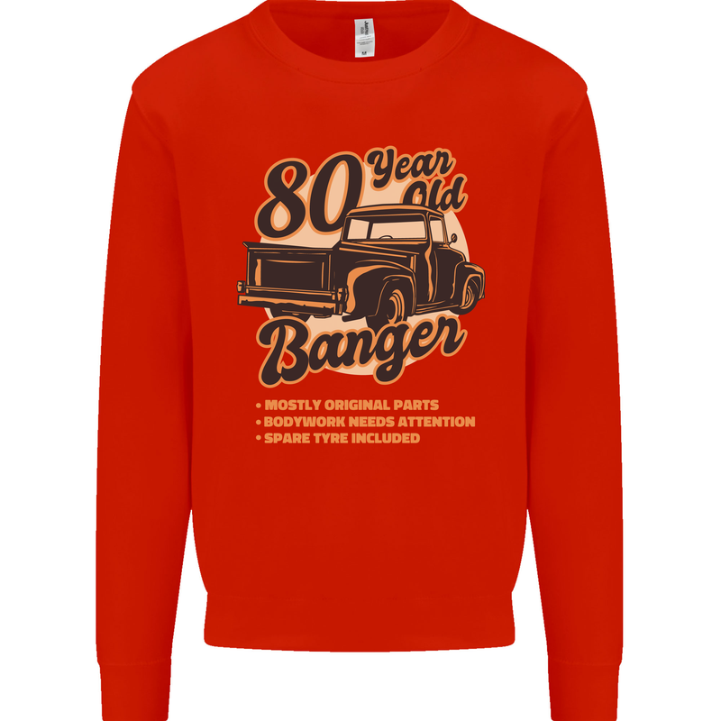 80 Year Old Banger Birthday 80th Year Old Mens Sweatshirt Jumper Bright Red