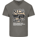 80 Year Old Banger Birthday 80th Year Old Mens V-Neck Cotton T-Shirt Charcoal