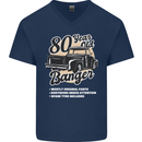 80 Year Old Banger Birthday 80th Year Old Mens V-Neck Cotton T-Shirt Navy Blue
