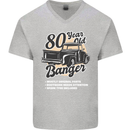 80 Year Old Banger Birthday 80th Year Old Mens V-Neck Cotton T-Shirt Sports Grey