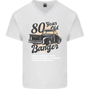 80 Year Old Banger Birthday 80th Year Old Mens V-Neck Cotton T-Shirt White