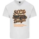 80 Year Old Banger Birthday 80th Year Old Mens V-Neck Cotton T-Shirt White