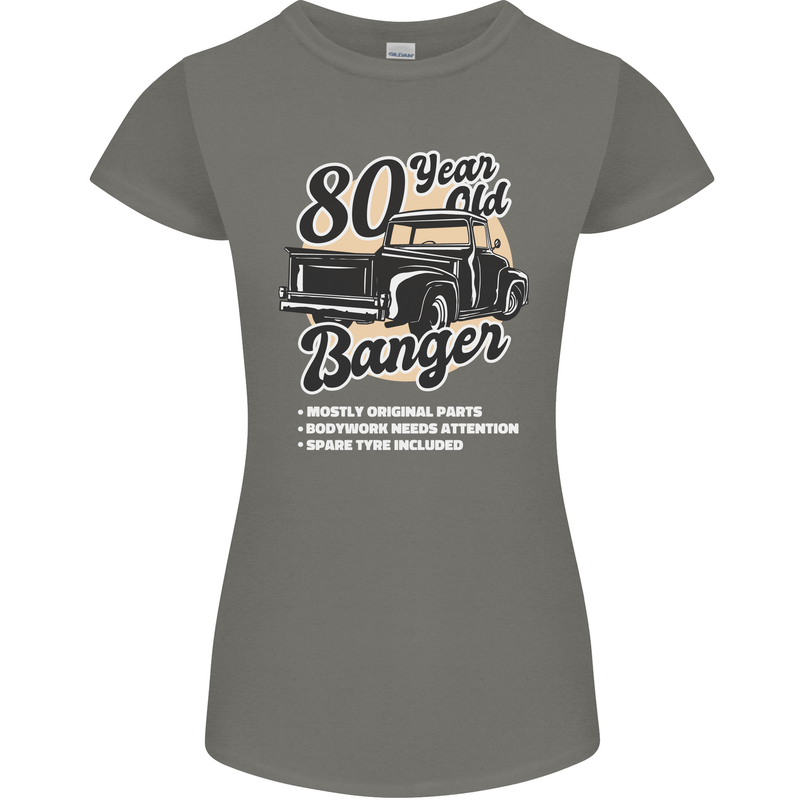 80 Year Old Banger Birthday 80th Year Old Womens Petite Cut T-Shirt Charcoal