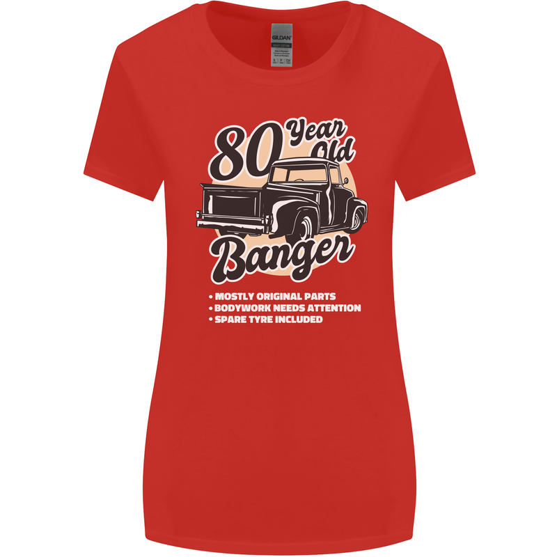 80 Year Old Banger Birthday 80th Year Old Womens Wider Cut T-Shirt Red