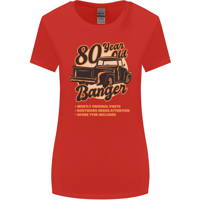 80 Year Old Banger Birthday 80th Year Old Womens Wider Cut T-Shirt Red