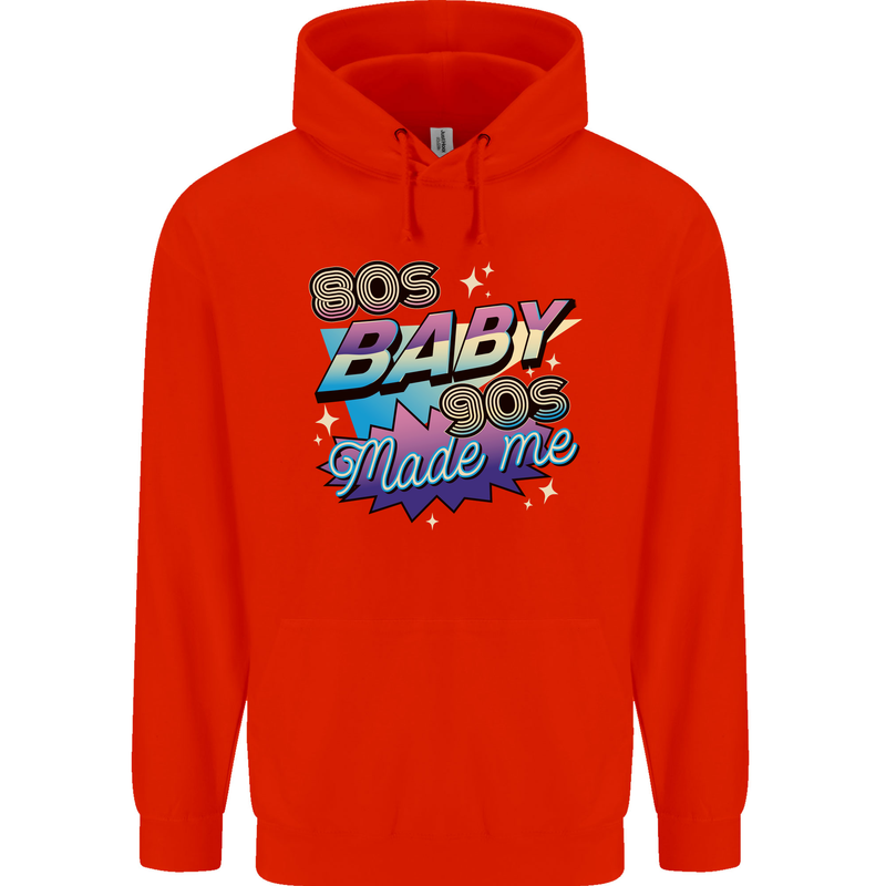 80s Baby 90s Made Me Music Pop Rock Childrens Kids Hoodie Bright Red