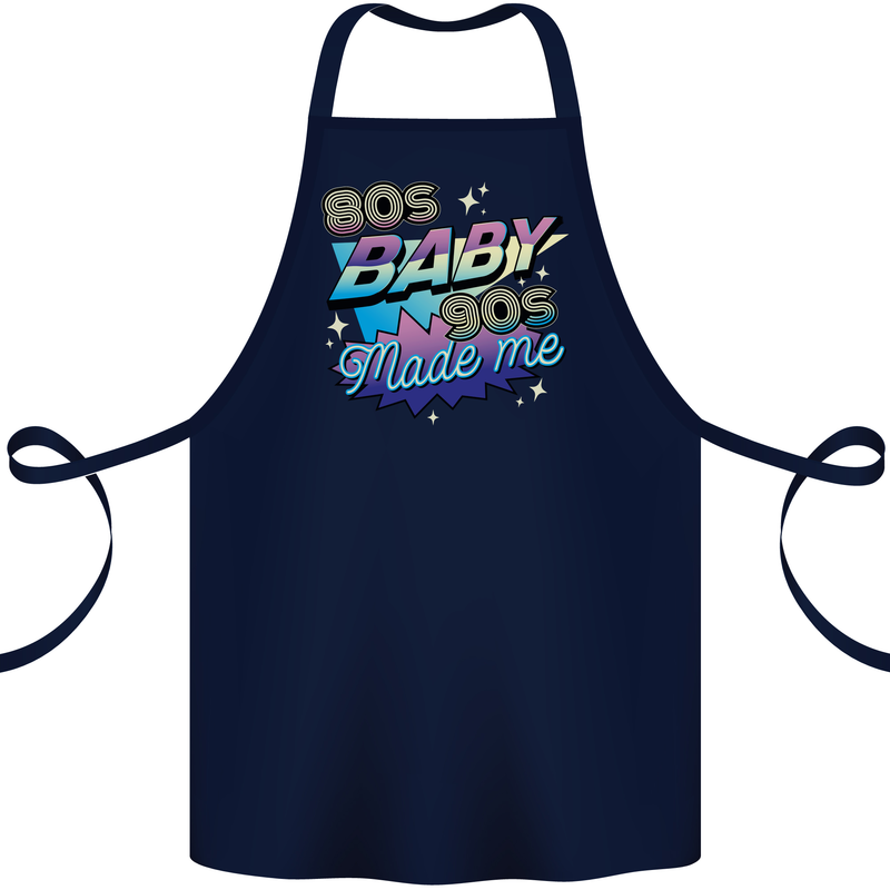 80s Baby 90s Made Me Music Pop Rock Cotton Apron 100% Organic Navy Blue