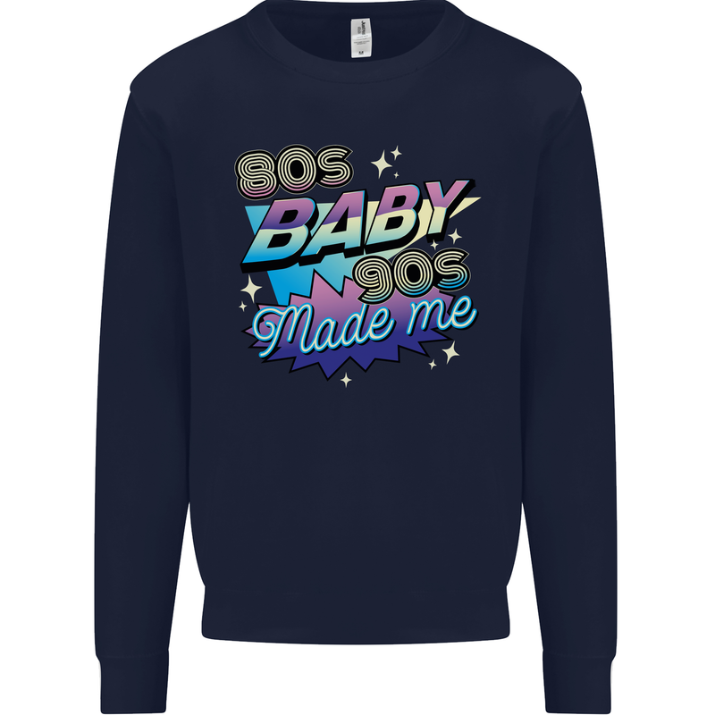 80s Baby 90s Made Me Music Pop Rock Kids Sweatshirt Jumper Navy Blue