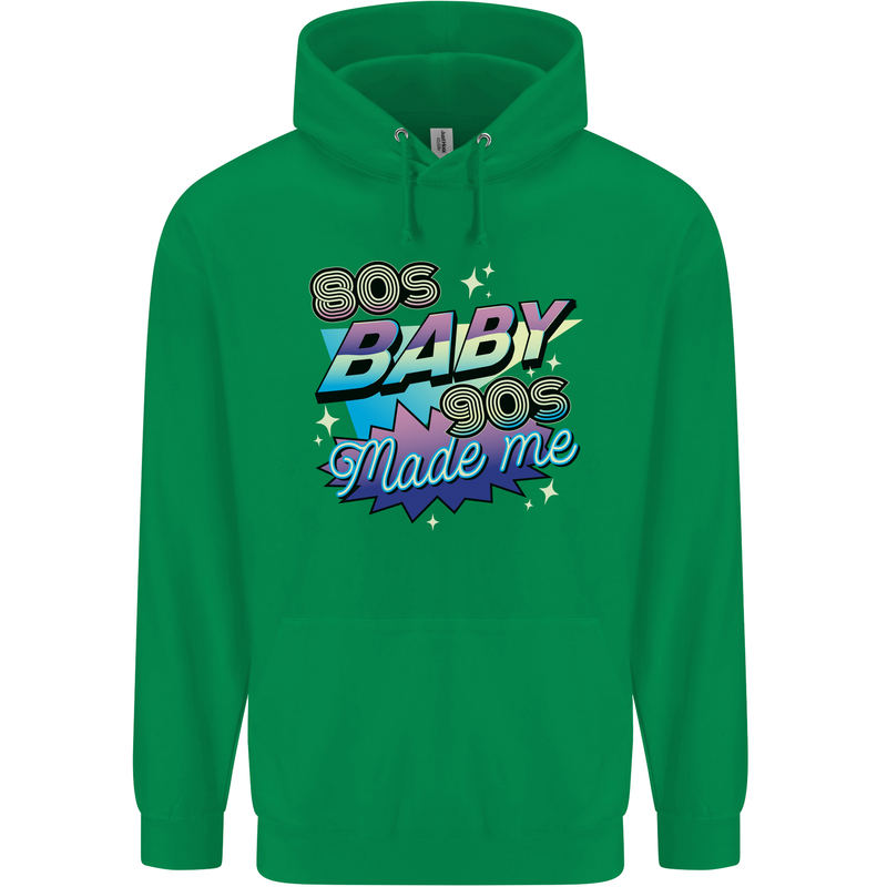 80s Baby 90s Made Me Music Pop Rock Mens 80% Cotton Hoodie Irish Green
