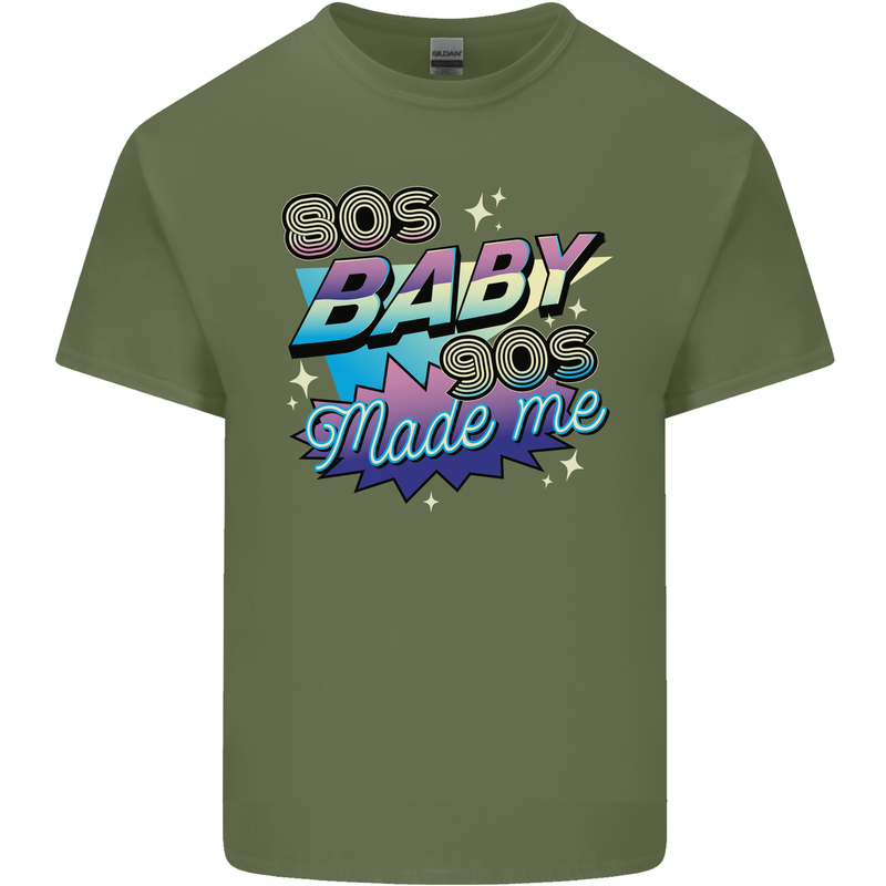 80s Baby 90s Made Me Music Pop Rock Mens Cotton T-Shirt Tee Top Military Green