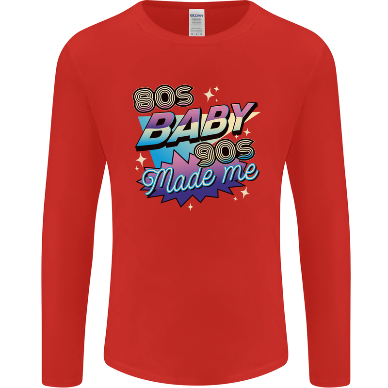 80s Baby 90s Made Me Music Pop Rock Mens Long Sleeve T-Shirt Red