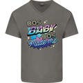 80s Baby 90s Made Me Music Pop Rock Mens V-Neck Cotton T-Shirt Charcoal