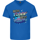 80s Baby 90s Made Me Music Pop Rock Mens V-Neck Cotton T-Shirt Royal Blue