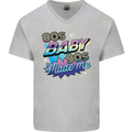 80s Baby 90s Made Me Music Pop Rock Mens V-Neck Cotton T-Shirt Sports Grey