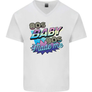80s Baby 90s Made Me Music Pop Rock Mens V-Neck Cotton T-Shirt White