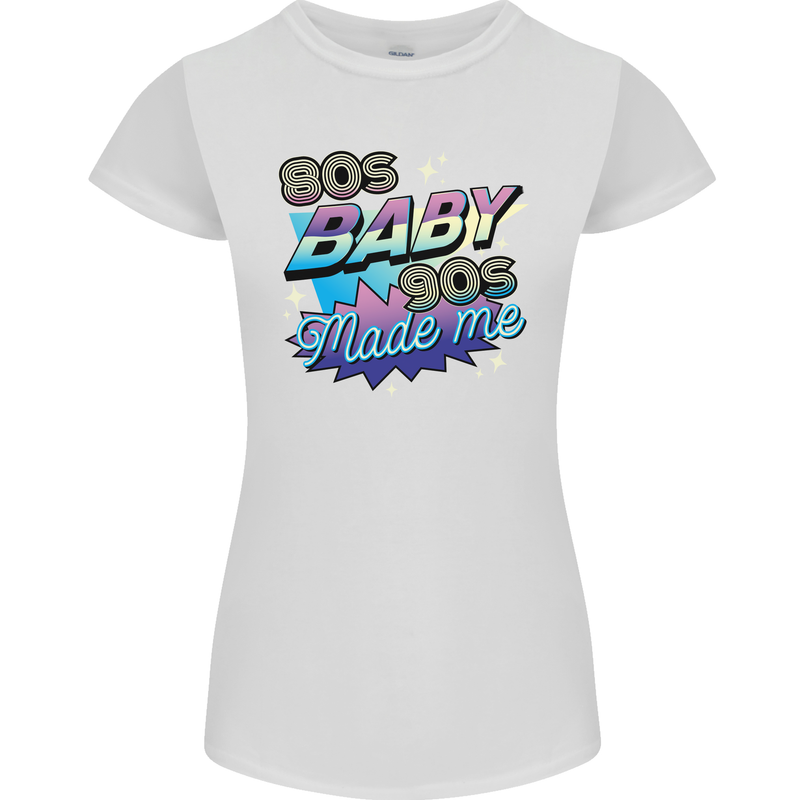 80s Baby 90s Made Me Music Pop Rock Womens Petite Cut T-Shirt White