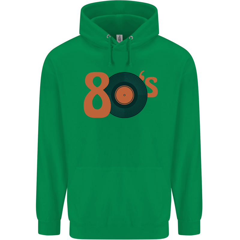 80s Music Vinyl Record Decks Turntable Childrens Kids Hoodie Irish Green