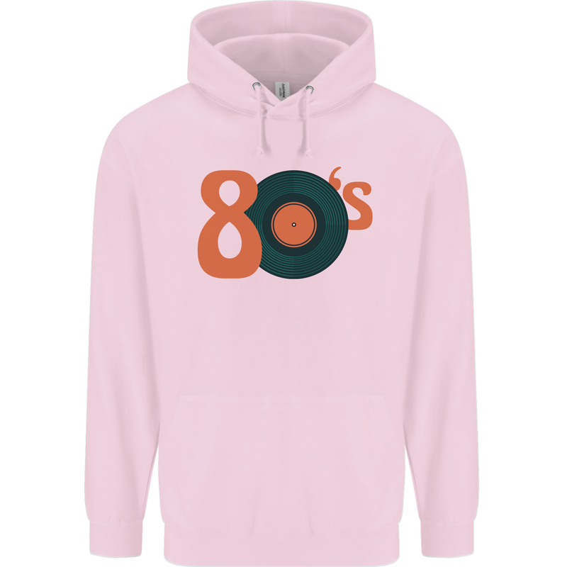 80s Music Vinyl Record Decks Turntable Childrens Kids Hoodie Light Pink