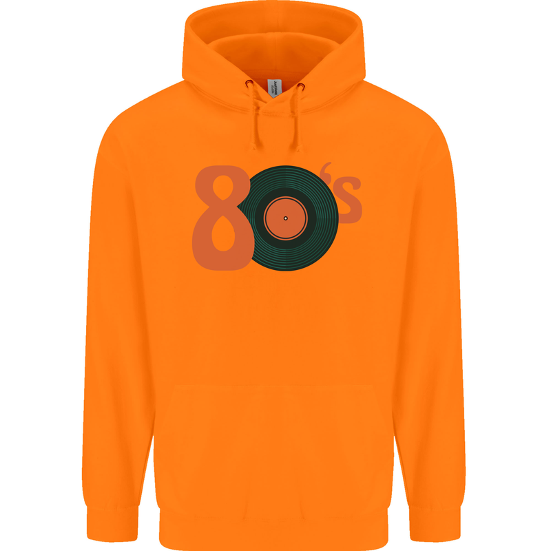 80s Music Vinyl Record Decks Turntable Childrens Kids Hoodie Orange