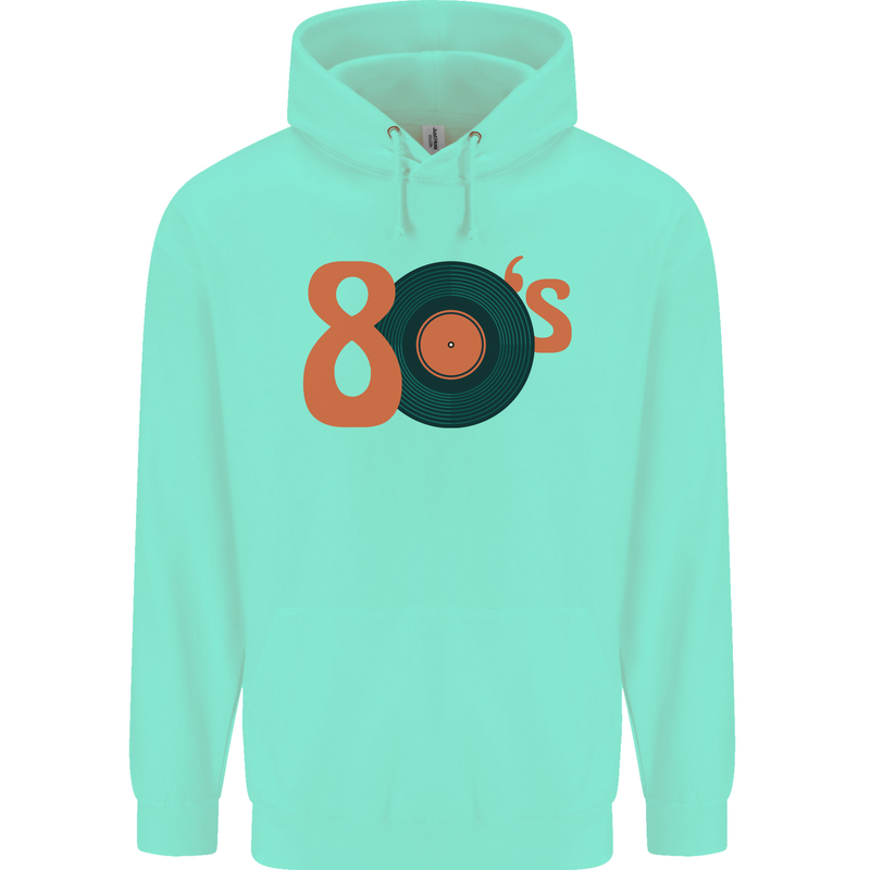80s Music Vinyl Record Decks Turntable Childrens Kids Hoodie Peppermint