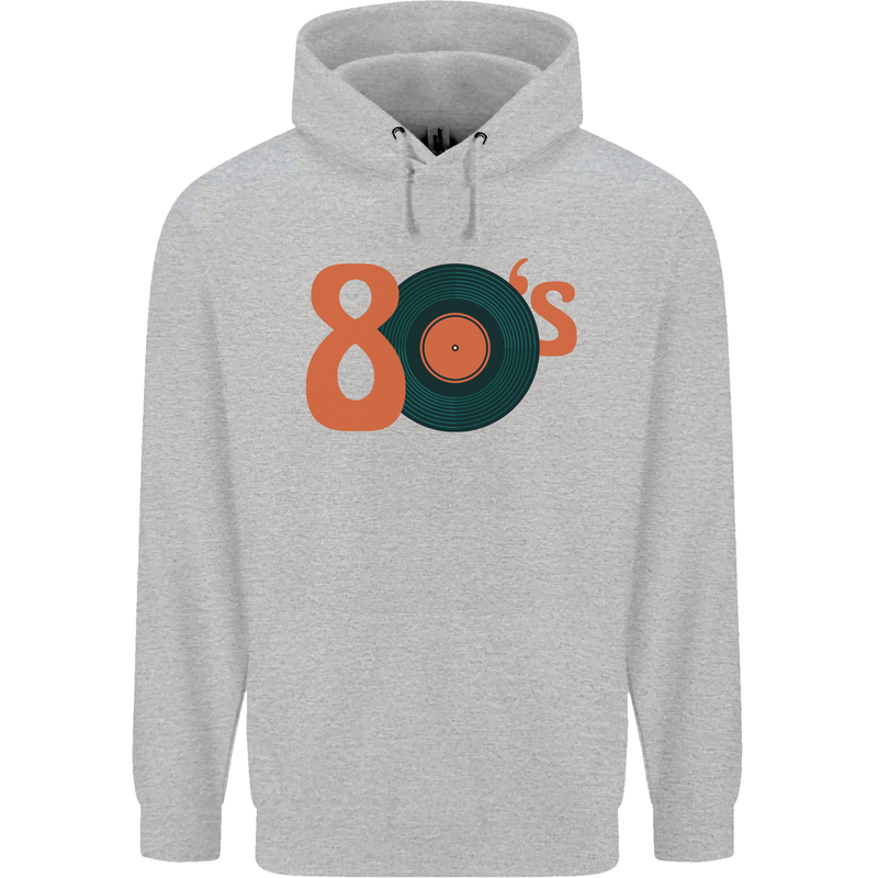 80s Music Vinyl Record Decks Turntable Childrens Kids Hoodie Sports Grey