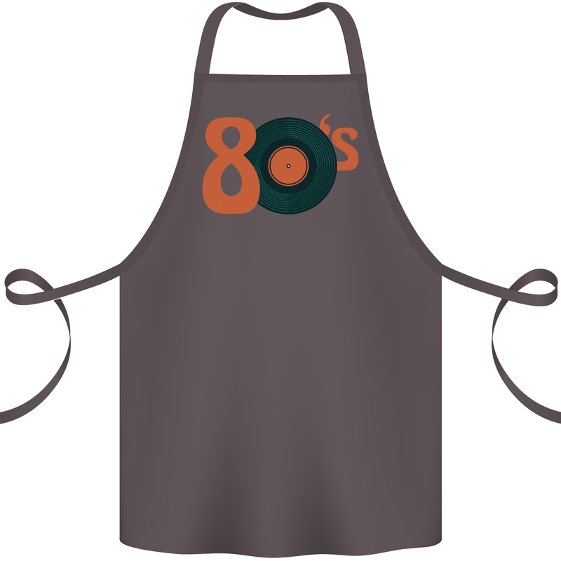 80s Music Vinyl Record Decks Turntable Cotton Apron 100% Organic Dark Grey