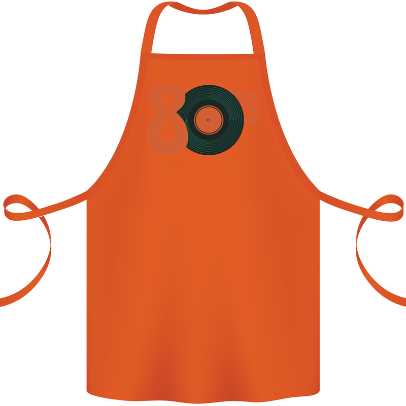 80s Music Vinyl Record Decks Turntable Cotton Apron 100% Organic Orange