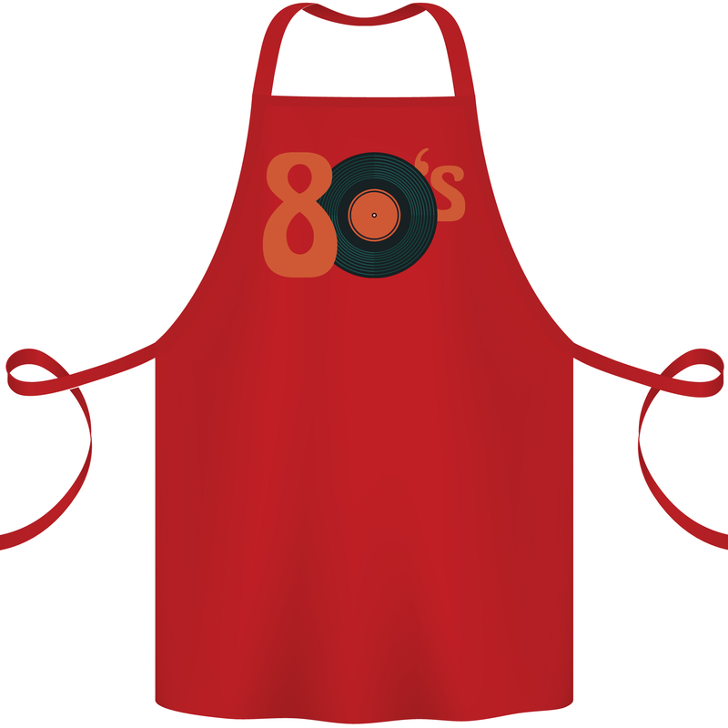 80s Music Vinyl Record Decks Turntable Cotton Apron 100% Organic Red