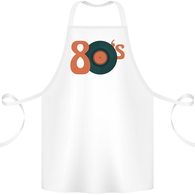 80s Music Vinyl Record Decks Turntable Cotton Apron 100% Organic White