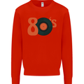80s Music Vinyl Record Decks Turntable Kids Sweatshirt Jumper Bright Red