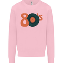 80s Music Vinyl Record Decks Turntable Kids Sweatshirt Jumper Light Pink