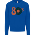 80s Music Vinyl Record Decks Turntable Kids Sweatshirt Jumper Royal Blue
