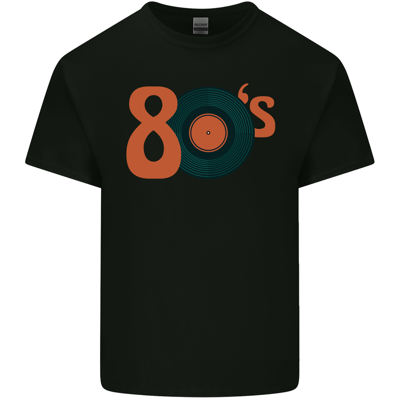 80s Music Vinyl Record Decks Turntable Mens Cotton T-Shirt Tee Top Black