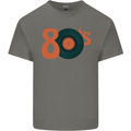 80s Music Vinyl Record Decks Turntable Mens Cotton T-Shirt Tee Top Charcoal