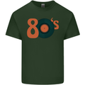 80s Music Vinyl Record Decks Turntable Mens Cotton T-Shirt Tee Top Forest Green